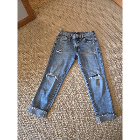 Gap Denim Girlfriend Jeans Womens Size 2 26 Distressed Raw Hem Acid Wash Womens - Picture 4 of 17
